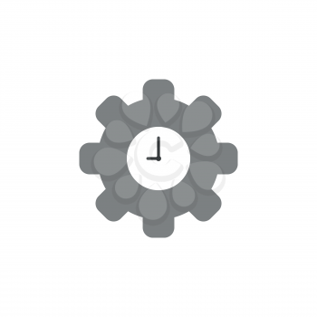 Flat design vector illustration concept of clock inside grey gear symbol icon.