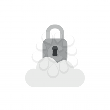 Flat design vector illustration concept of closed padlock on cloud symbol icon.