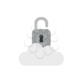 Flat design vector illustration concept of open padlock on cloud symbol icon.