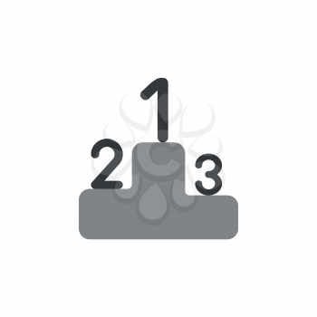 Flat design vector illustration concept of one, two and three numbers on grey podium symbol icon.