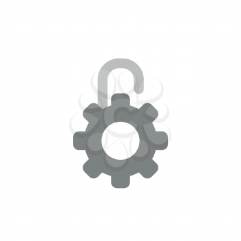 Vector illustration concept of grey gear shaped open padlock icon.