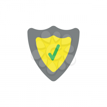 Vector illustration concept of yellow and grey shield guard with green check mark icon.