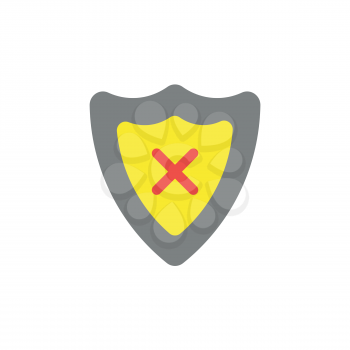 Vector illustration concept of yellow and grey shield guard with red x mark icon.