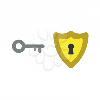 Vector illustration concept of keyhole inside shield guard with key icon.