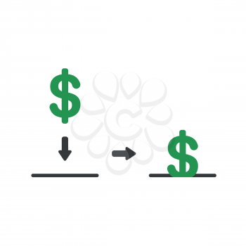 Vector illustration concept of dollar symbol inside moneybox hole.