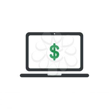 Vector illustration concept of green dollar symbol inside black laptop computer icon.