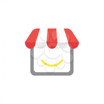 Vector illustration concept of shop store icon with smiling mouth.