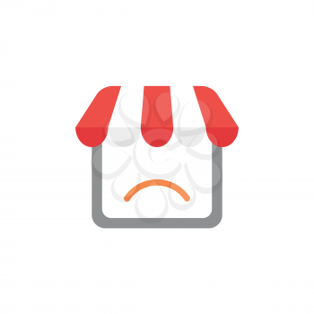 Vector illustration concept of shop store icon with sulking mouth.