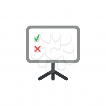 Vector illustration concept of green check mark and red x mark inside presentation board icon.
