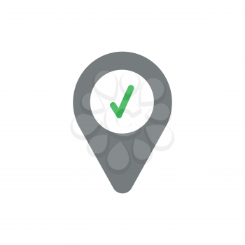 Vector illustration concept of green check mark inside map pointer icon.