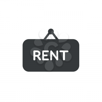 Vector illustration concept of rent word written on black hanging sign.