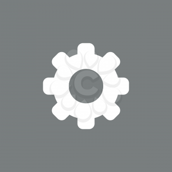 Flat vector icon concept of gear on grey background.
