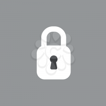 Flat vector icon concept of closed padlock on grey background.
