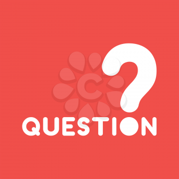 Flat vector icon concept of question word with question mark on red background.
