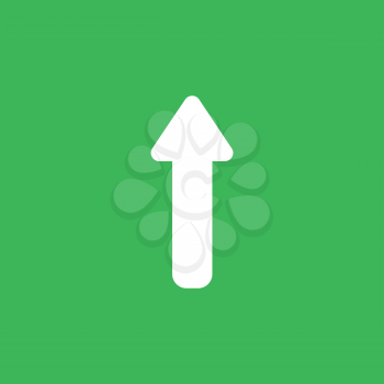 Flat vector icon concept of arrow moving up on green background.