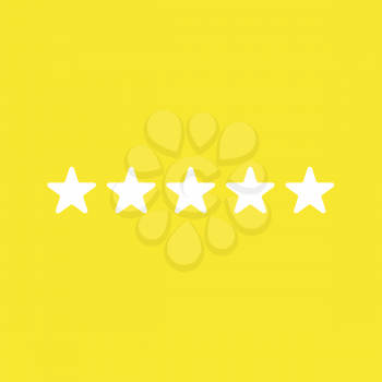Flat vector icon concept of five stars on yellow background.