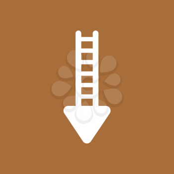 Flat vector icon concept of ladder arrow moving down on brown background.