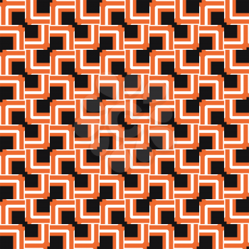 Vector seamless pattern texture background with geometric shapes, colored in black, orange and white colors.