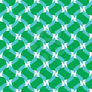 Seamless pattern texture vector background with geometric shapes, colored in green, blue and white colors.