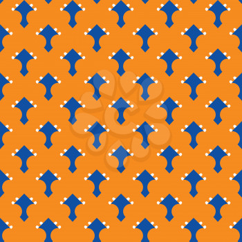 Vector seamless pattern texture background with geometric shapes, colored in orange, blue and white colors.
