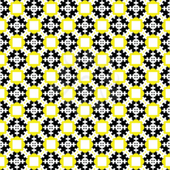 Vector seamless pattern texture background with geometric shapes, colored in yellow, white and black colors.