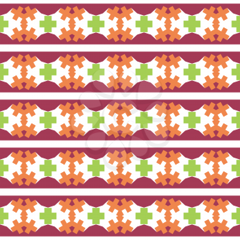Vector seamless pattern texture background with geometric shapes, colored in orange, red, green and white colors.