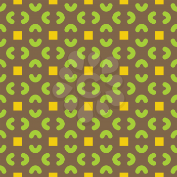 Vector seamless pattern texture background with geometric shapes, colored in brown, green and yellow colors.
