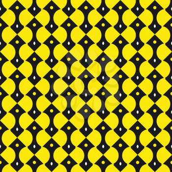 Vector seamless pattern texture background with geometric shapes, colored in yellow, black and white colors.