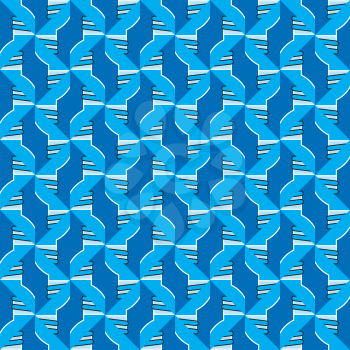 Vector seamless pattern texture background with geometric shapes, colored in blue, white and black colors.