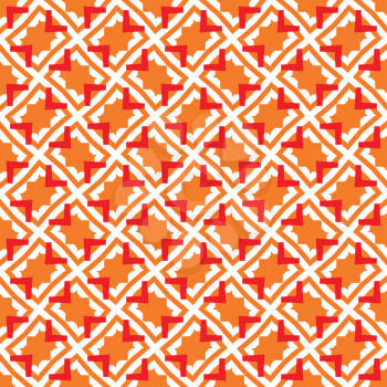 Vector seamless pattern texture background with geometric shapes, colored in orange, red and white colors.