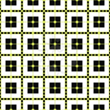 Vector seamless pattern texture background with geometric shapes, colored in black, yellow and white colors.