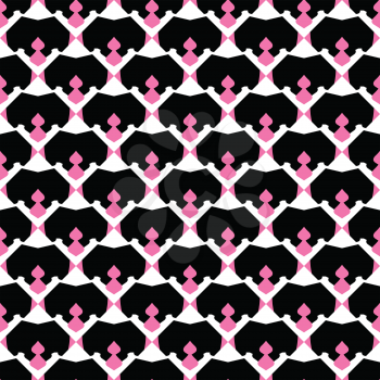 Vector seamless pattern texture background with geometric shapes, colored in black, pink and white colors.
