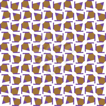 Vector seamless pattern texture background with geometric shapes, colored in brown, purple and white colors.