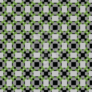 Vector seamless pattern texture background with geometric shapes, colored in grey, black and green colors.