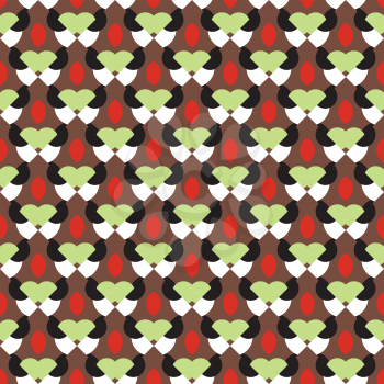 Vector seamless pattern texture background with geometric shapes, colored in brown, black, red and white colors.