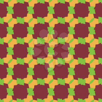 Vector seamless pattern texture background with geometric shapes, colored in red, yellow and green colors.