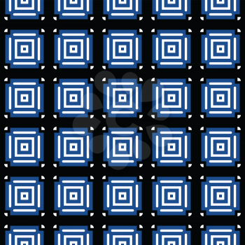 Vector seamless pattern texture background with geometric shapes, colored in blue, black and white colors.