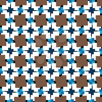 Vector seamless pattern texture background with geometric shapes, colored in brown, blue, black and white colors.