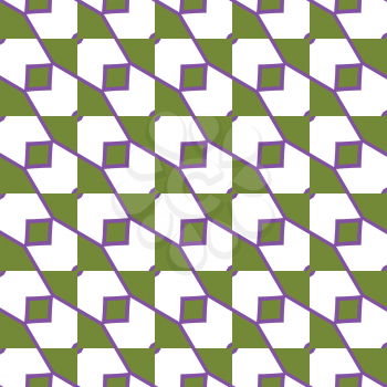 Vector seamless pattern texture background with geometric shapes, colored in purple, green and white colors.