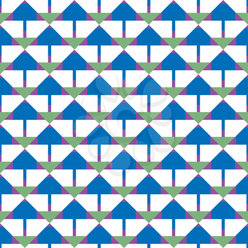 Vector seamless pattern texture background with geometric shapes, colored in blue, purple, green and white colors.