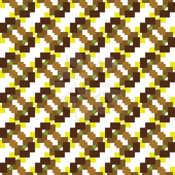 Vector seamless pattern texture background with geometric shapes, colored in brown, yellow, green and white colors.