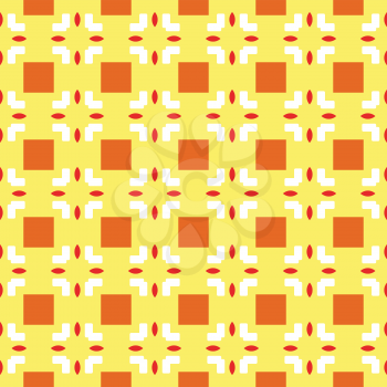 Vector seamless pattern texture background with geometric shapes, colored in yellow, orange and white colors.