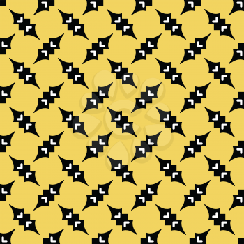 Vector seamless pattern texture background with geometric shapes, colored in yellow, black and white colors.
