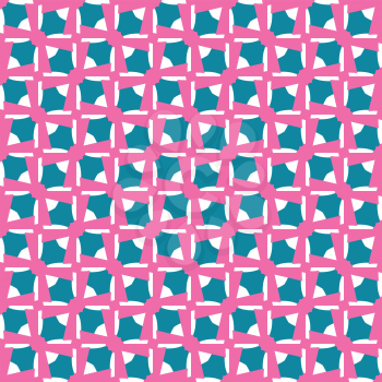 Vector seamless pattern texture background with geometric shapes, colored in pink, blue and white colors.