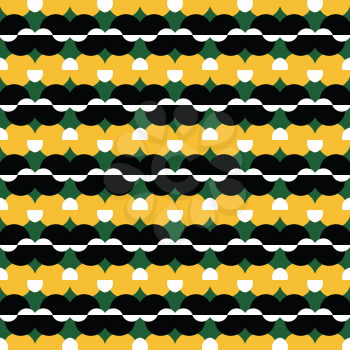 Vector seamless pattern texture background with geometric shapes, colored in black, green, yellow and white colors.