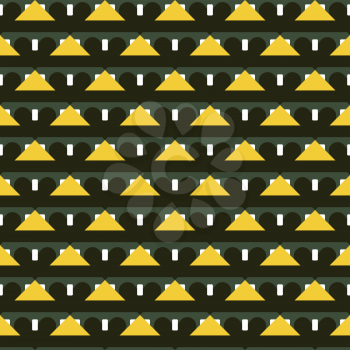Vector seamless pattern texture background with geometric shapes, colored in blackü green, white and yellow colors.