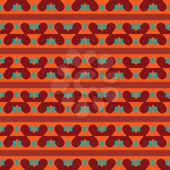Vector seamless pattern texture background with geometric shapes, colored in orange, red, brown and green colors.