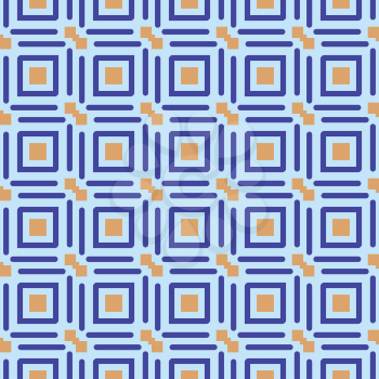 Vector seamless pattern texture background with geometric shapes, colored in blue and orange colors.