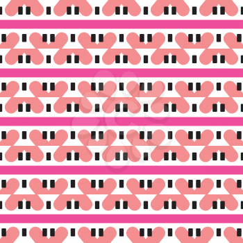 Vector seamless pattern texture background with geometric shapes, colored in pink, red, white and black colors.