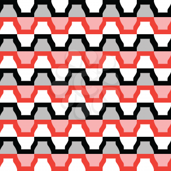 Vector seamless pattern texture background with geometric shapes, colored in red, black, pink and grey colors.